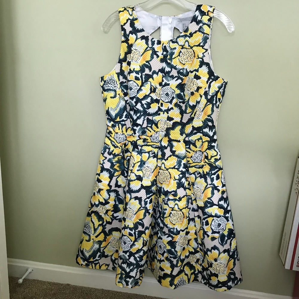 Spring Floral yellow and teal Dress H&M